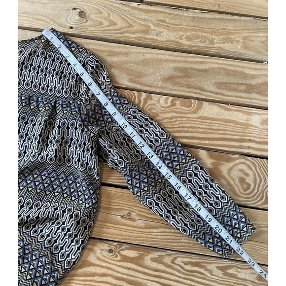 H&M Patterned 3/4 Sleeve Baby Doll Dress Size 8 Women’s Black Tan - Picture 8 of 8